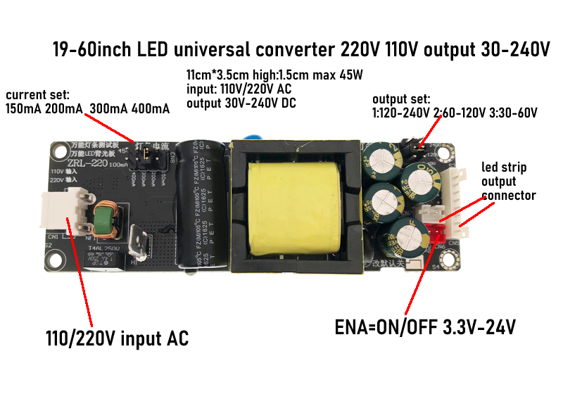 19-60inch LED universal converter 220V 110V output 30-240V