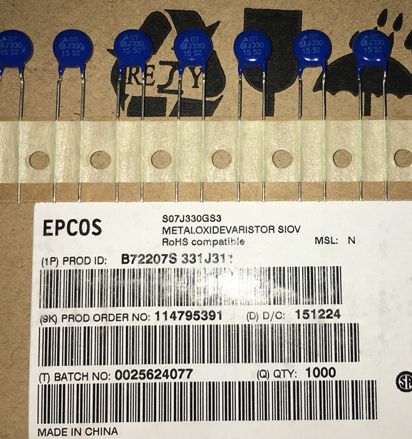 EPCOS B72207S331J311 S07J330 330VAC 5% varistor 10pcs/lot