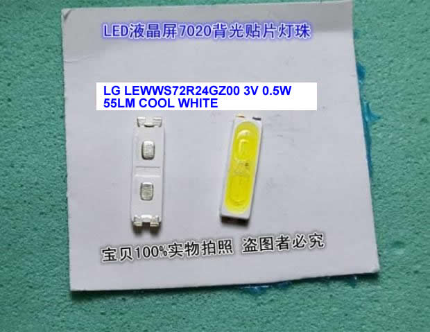 LG LEWWS72R24GZ00 3V 0.5W 55LM COOL WHITE LED TV BACKLIGHT 50PCS/LOT