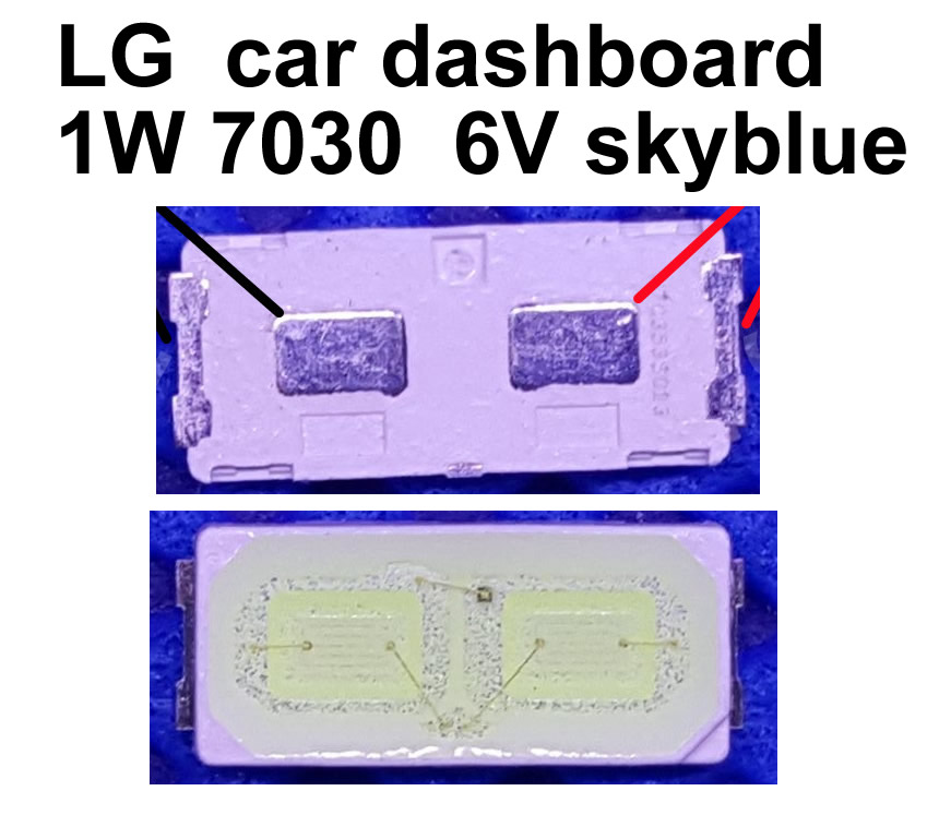 Car dashboard led LG 1W 7030 6V skyblue 10pcs/lot