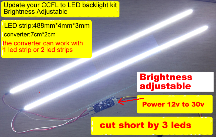 488mm 22inch LED Backlight KIT adjustable brightness update ccfl to led