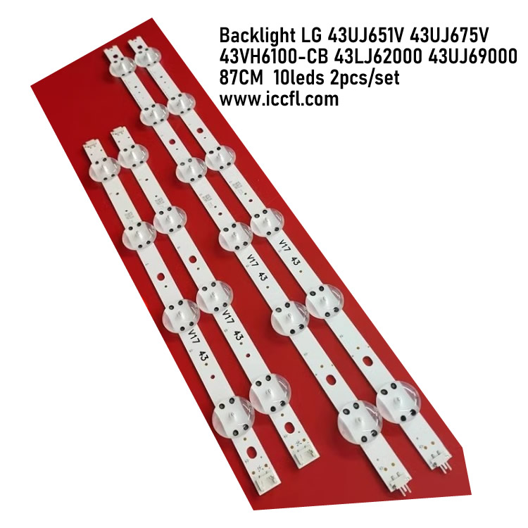 Backlight LG 43UJ651V 43UJ675V 43VH6100-CB 43LJ62000 43UJ69000 87CM  10leds 2pcs/set