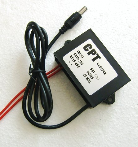AC24V to DC12V 2A, 17-26VAC or DC17-40V to DC12V 2A DC connector 5.5mm*2.1mm AC-DC DC-DC Converter Security Camera Power supply