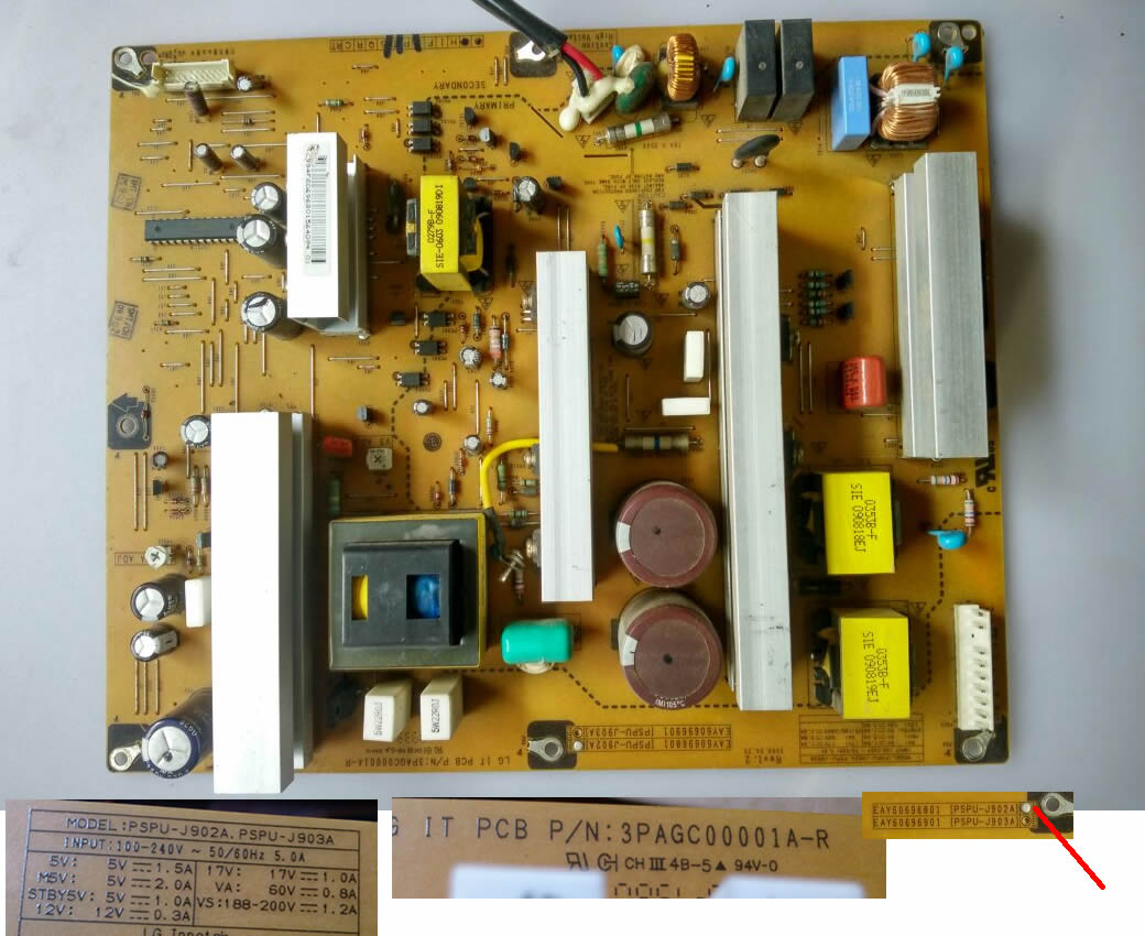 EAY60696801 PSPU-J902A 3PAGC00001-R LG TV POWER SUPPLY BOARD