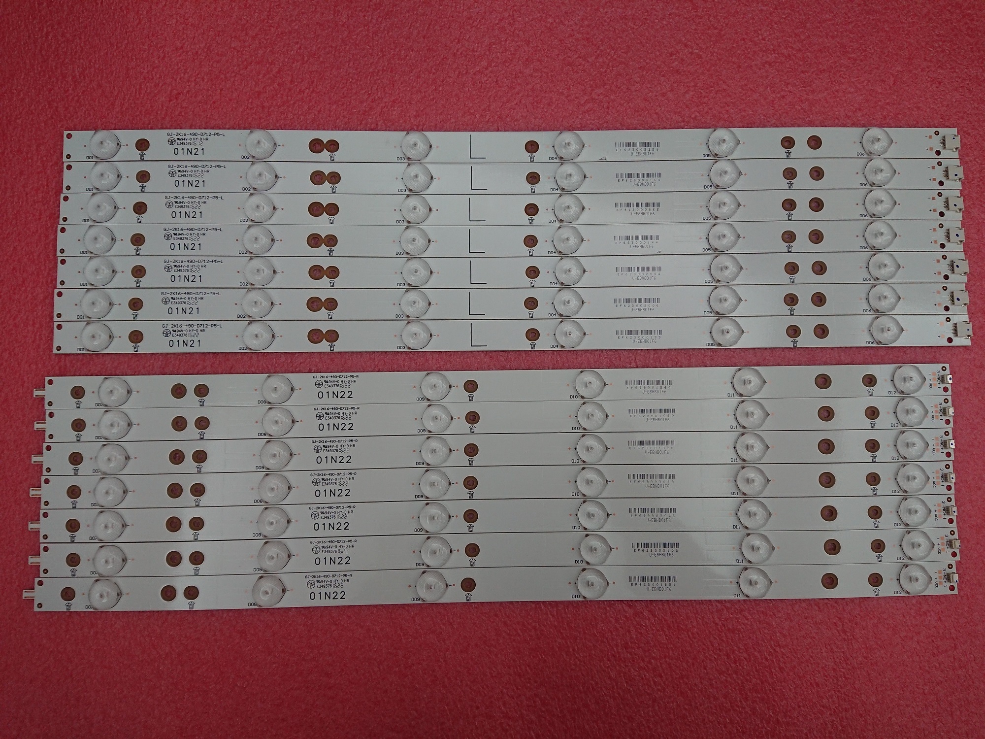 GJ-2K16-490-D712-P5-R 01N22 GJ-2K16-490-D712-P5-L 01N21 49inch led strip new 12leds 1000mm 14pcs/set