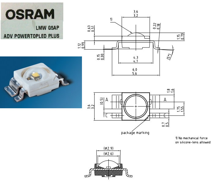 OSRAM LMW G5AP   3535  LED TV BACKLIGHT COOL 3V 0.5W WHITE 50PCS/LOT