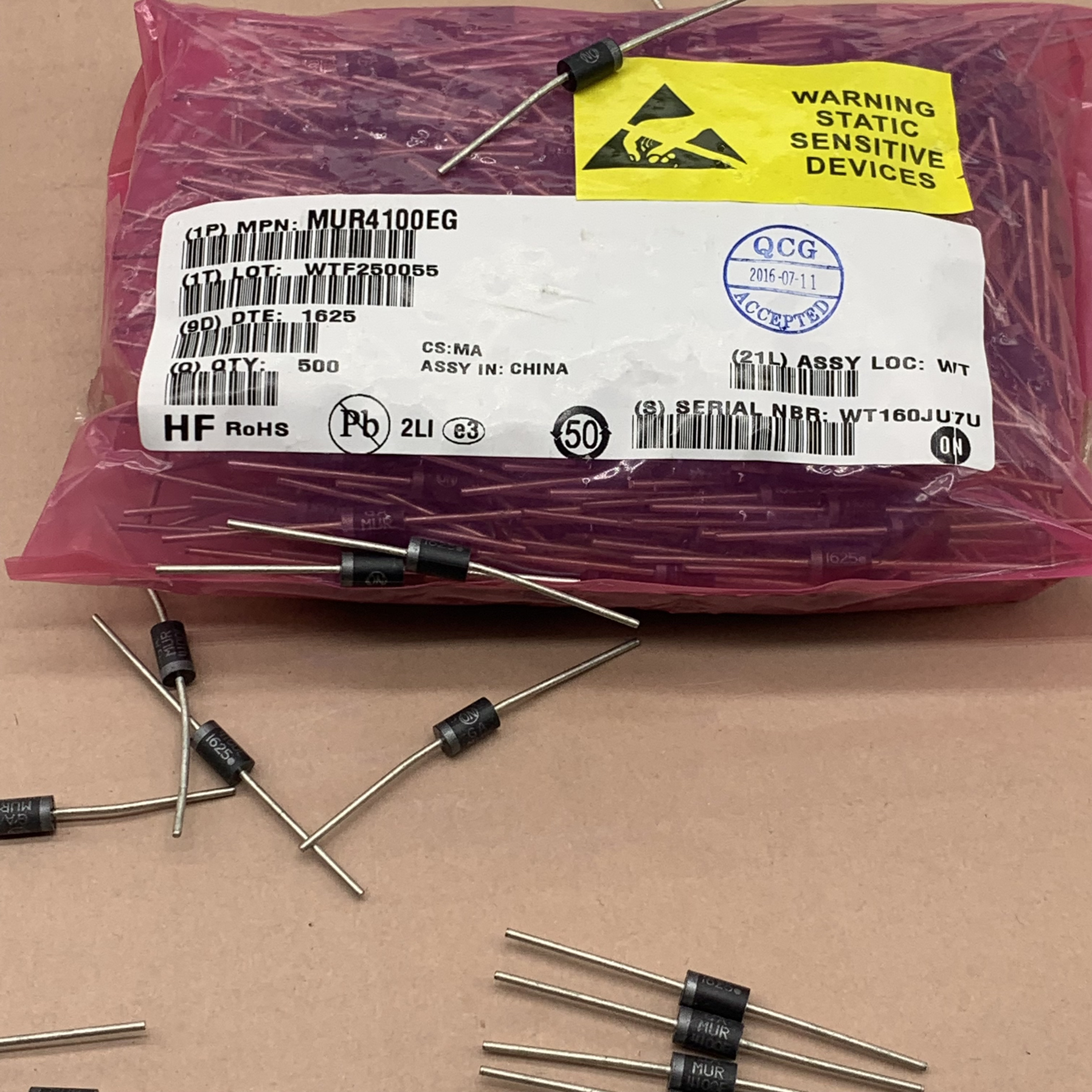 MUR4100E MUR4100ERLG 4A 1000V  ON DO-15 MUR480EG ULTRAFAST RECTIFIERS 10PCS/LOT