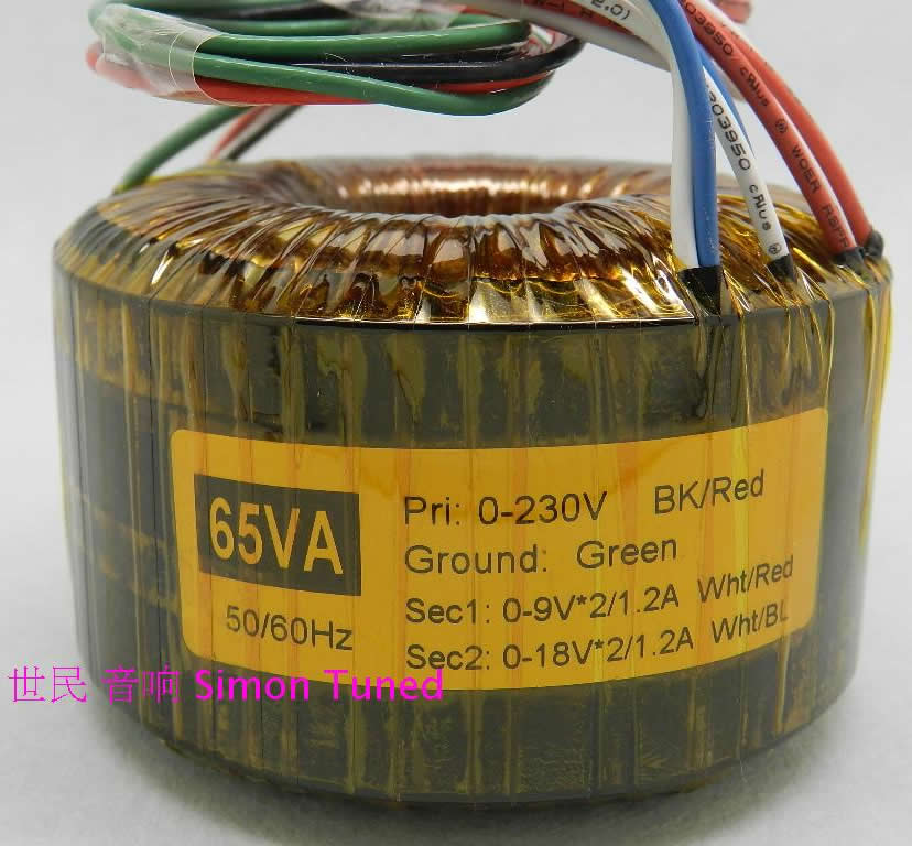 65VA  dual 18V dual 9V  6N OFC Enamelled AUDIO Toroidal  Transformers TOP Quality DIY