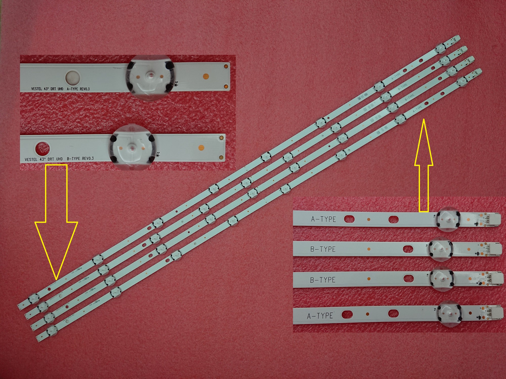 VESTEL 43\" DRT UHD A-type B-type led strip 4pcs/set new