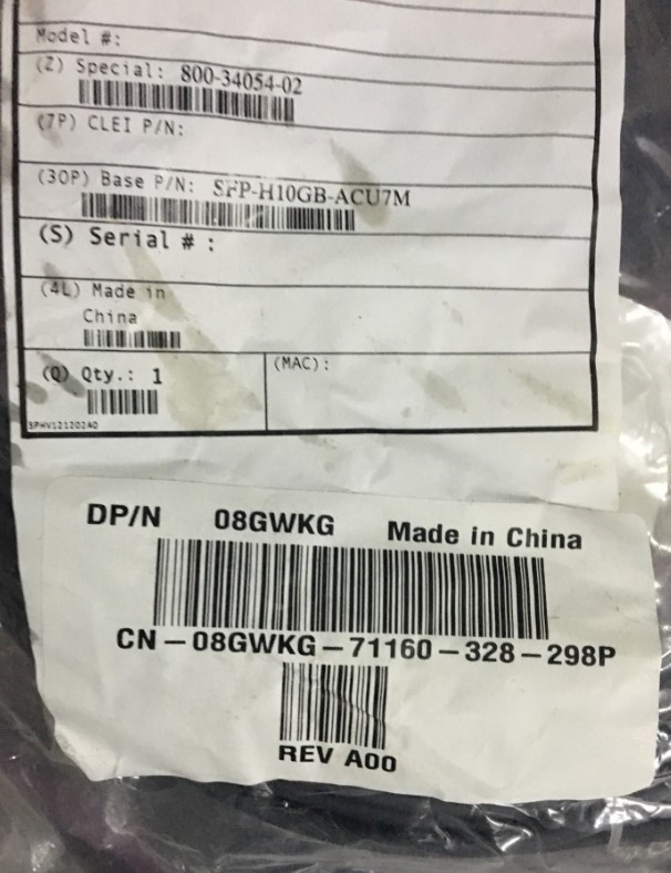 DELL 8GWKG 10G SAS fiber cable CISCO